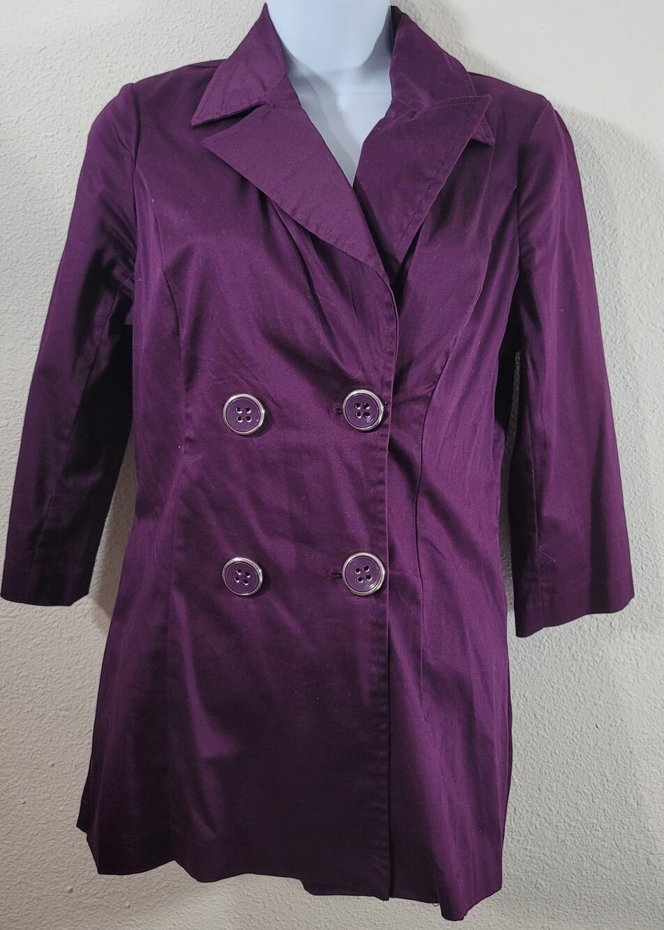 Heart Soul Purple Double Breasted Notched Collar Blazer Small Lightweight Lined